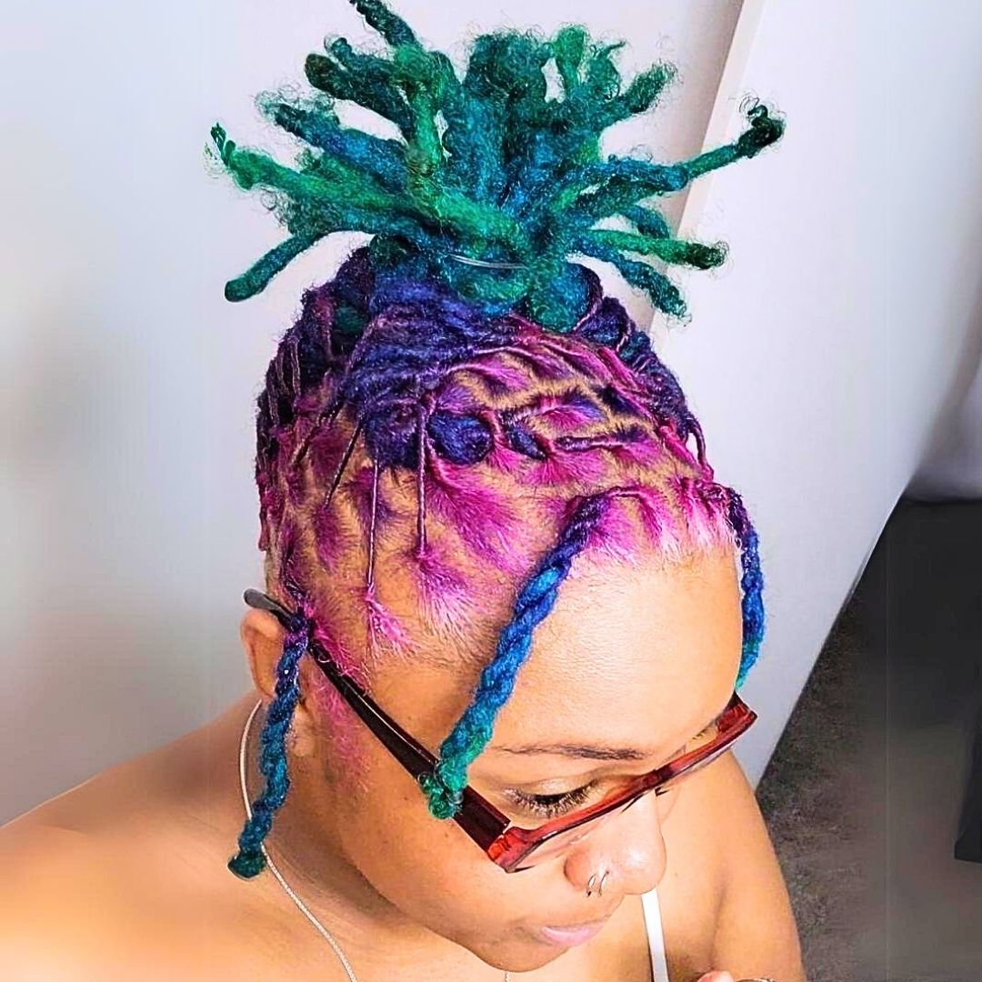Dyed starter locs hairstyle