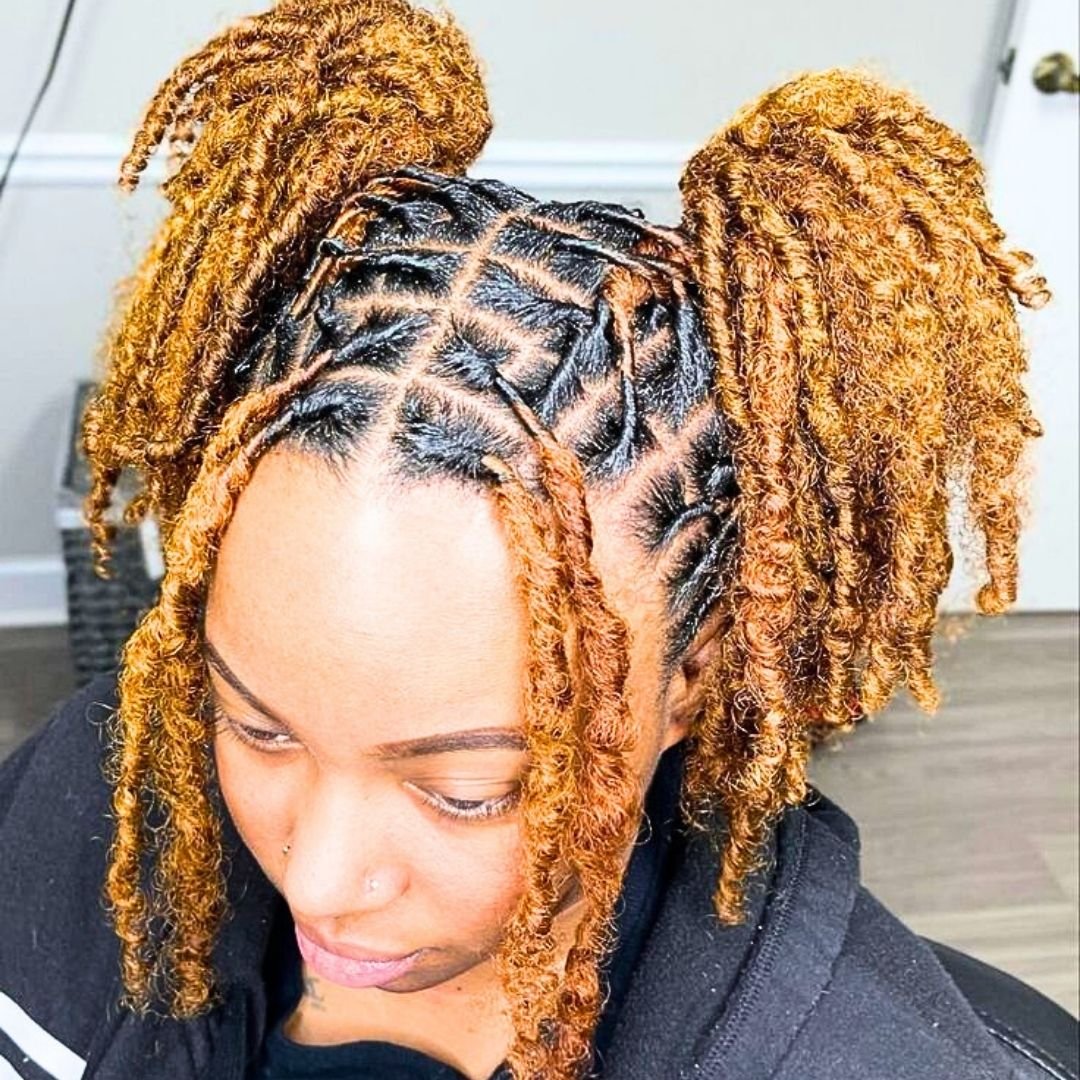 Honey brown locs hairstyle on women