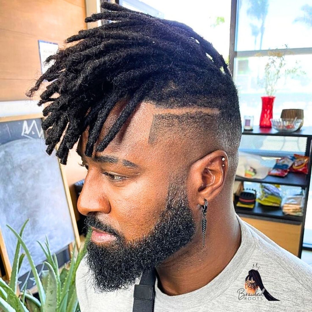 drop locs with fade haircut