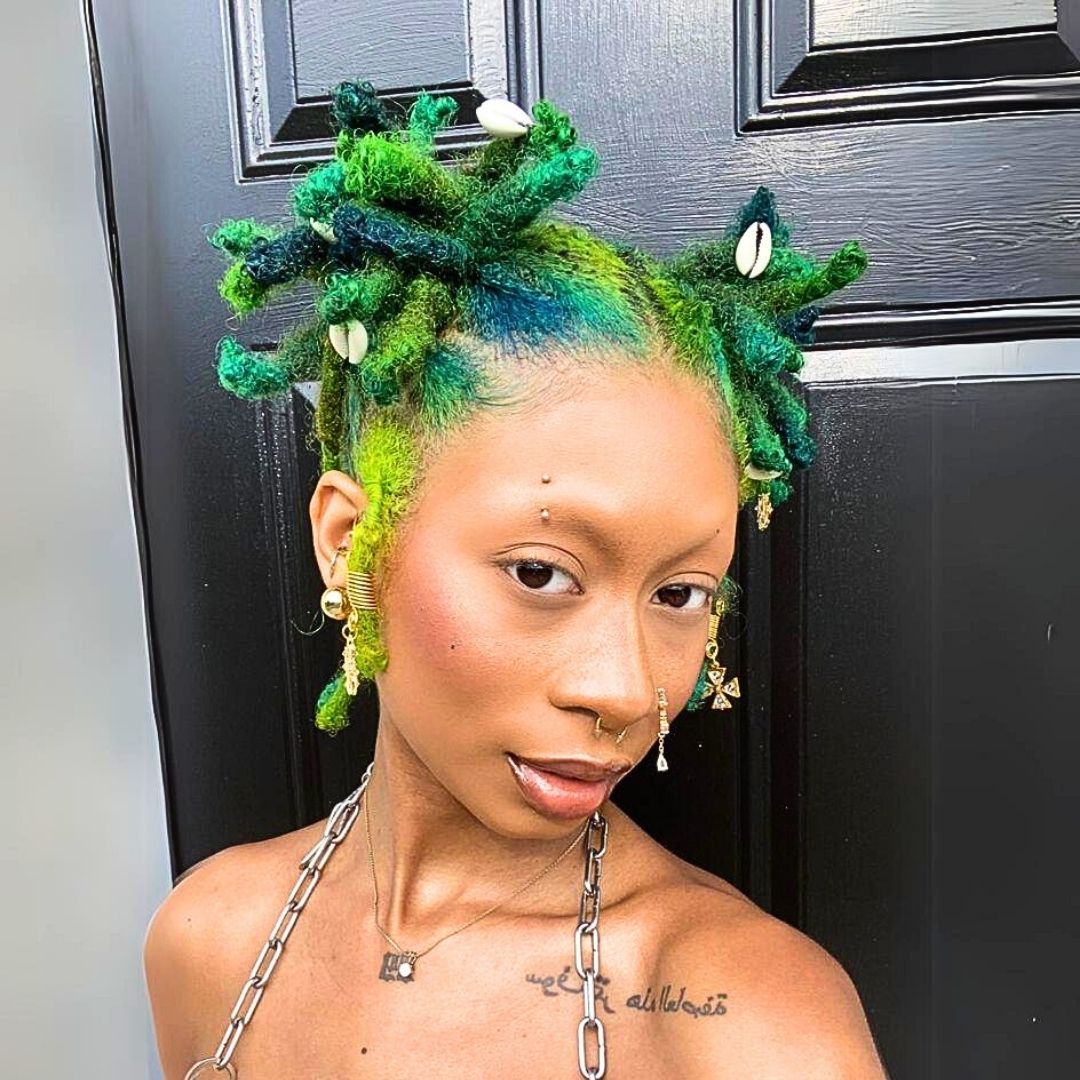 Green locs on women