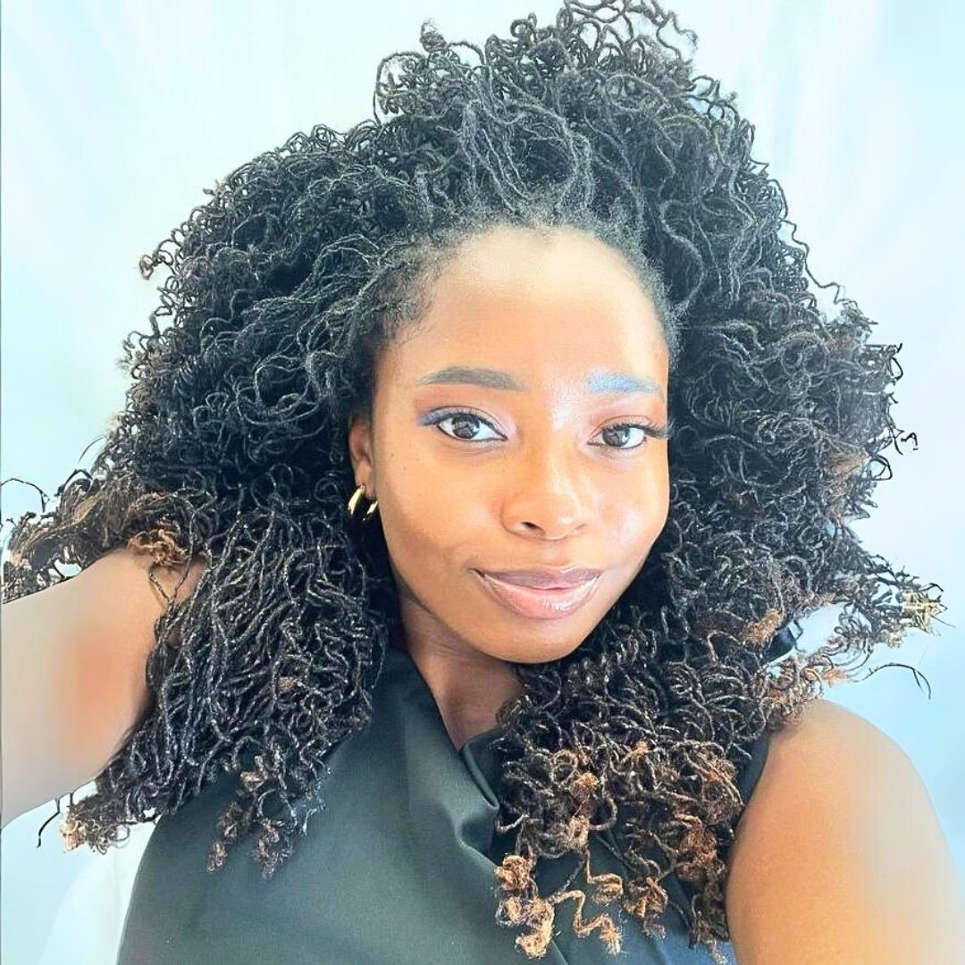 curly faux locs on black women