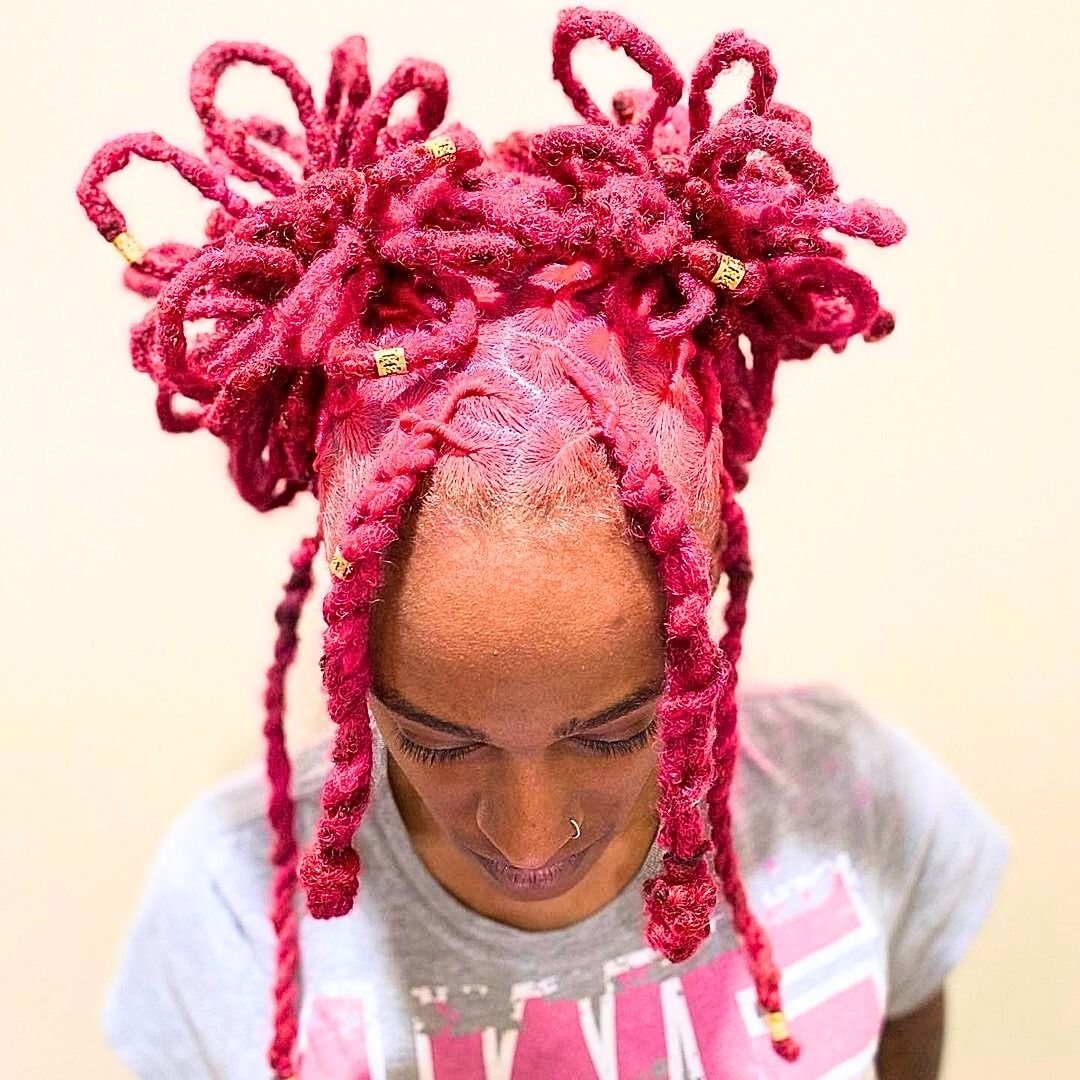 Dyed petal locs on black women