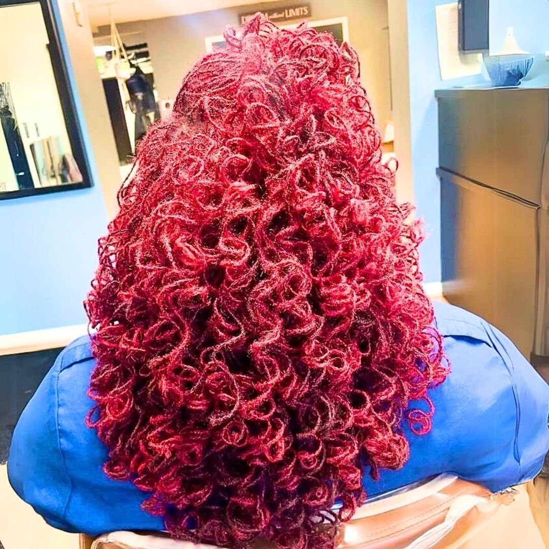 Burgundy locs hairstyle