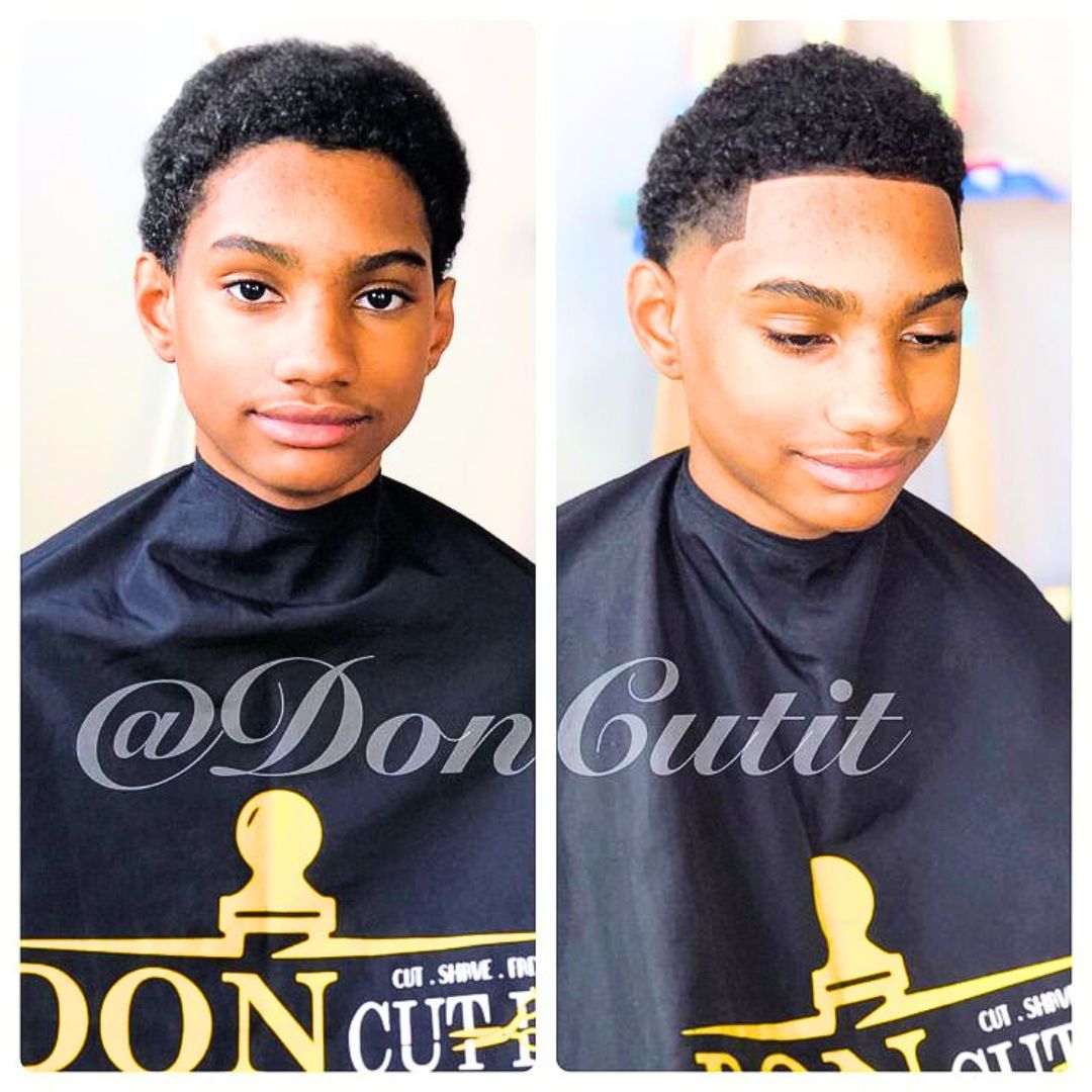 Natural curls on teenage black boys