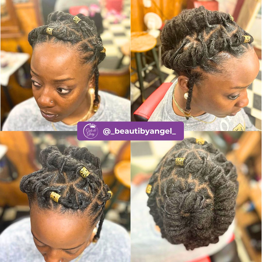 double halo braid locs on black women