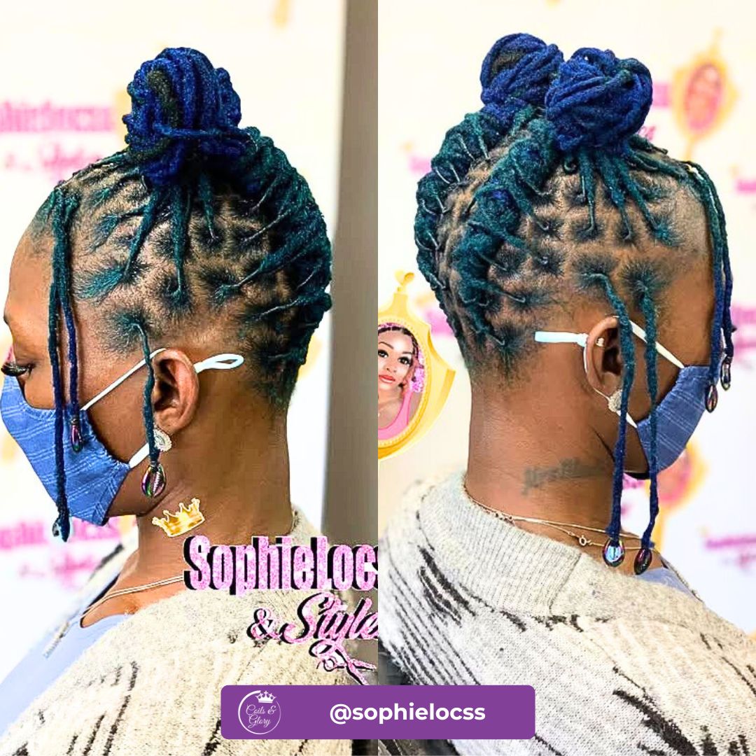 blue locs hairstyle for black women