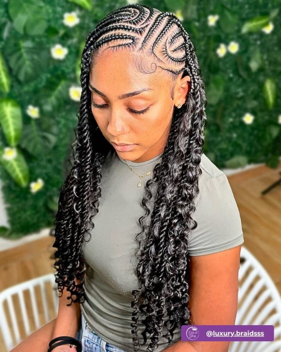 Side-swept lemonade rope twists with bohemian curly ends.