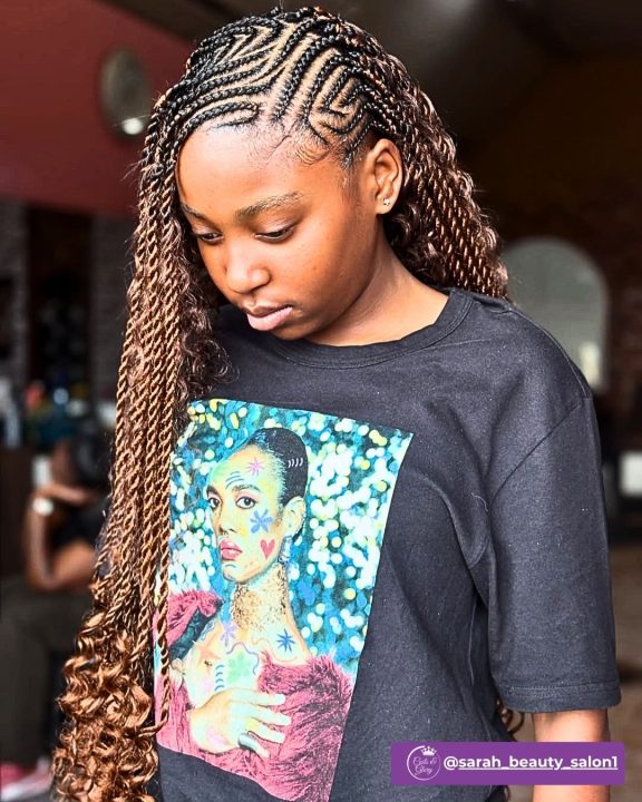Brown ombre lemonade island twists with soft curly ends.